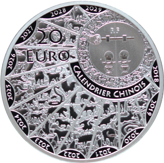 Monnaie de Paris 20 Euros 2019 BE Calendrier chinois année du Cochon Argent 1oz Dans son coffret