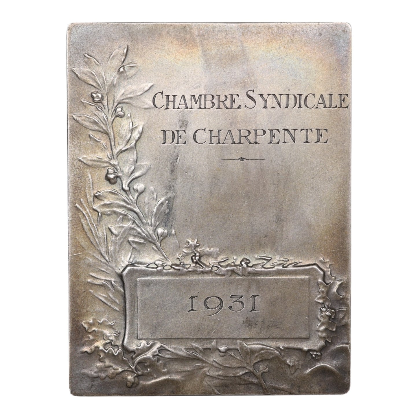 Médaille Plaquette en Argent Chambre syndicale de Charpente 1931