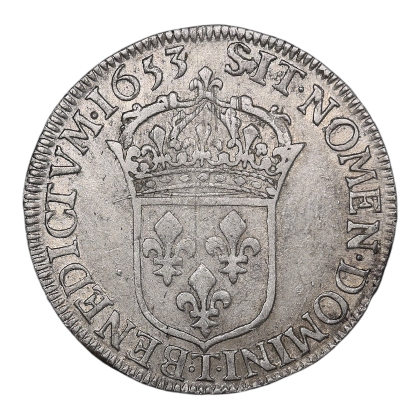 Louis XIV (1643-1715) half shield 1653 t nantes 13.51 gr