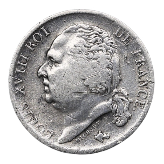 Luis XVIII (1815-1824) 1 Franco 1824 K Burdeos 4,88 gr