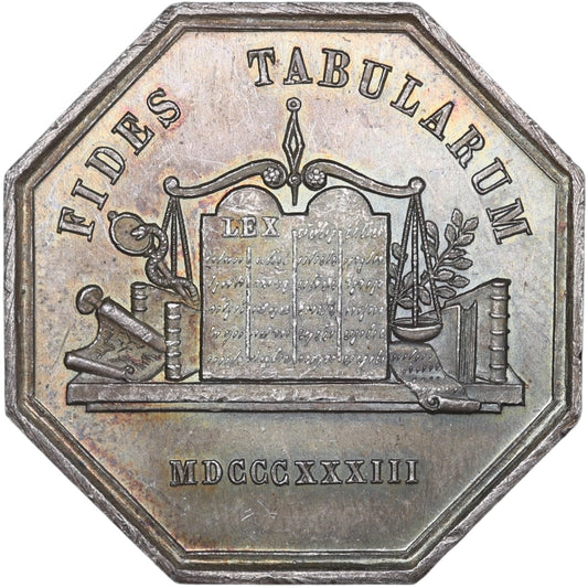 Jeton Notaires de l'arrondissement de Doullens (Somme) 1833 Argent 13.34 gr 31 mm