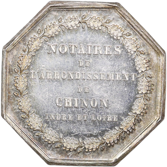 Jeton de Notaires de l'arrondissement de Chinon (Indre et Loire) Argent 12.99 gr 32 mm