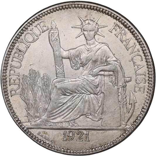 Piastre Comercial Indochina Francesa 1921 Plata 26,97 gr
