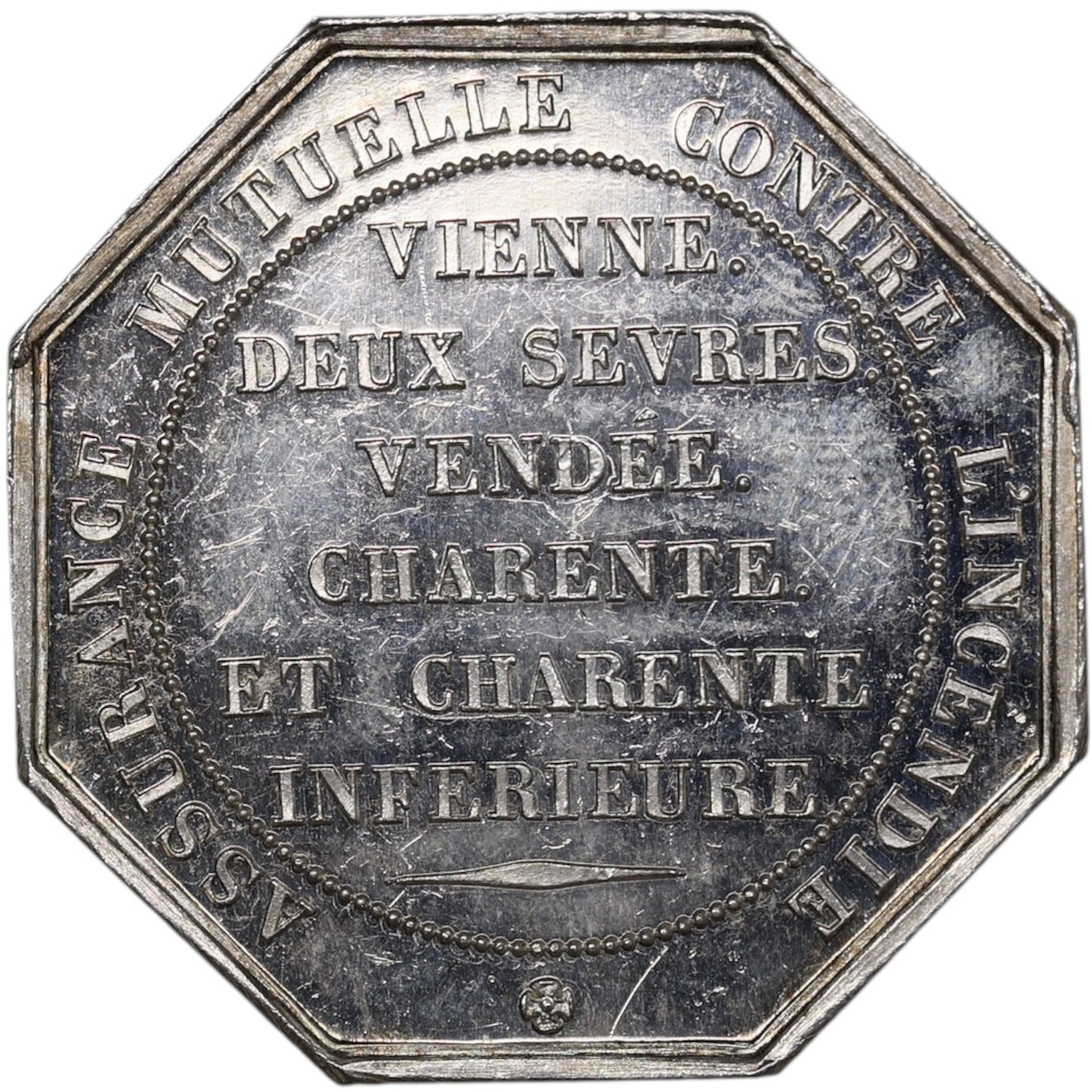 Fire insurance token 1838 comes two Sèvres Vendée Charente and Charente Lower Silver 12.91 Gr