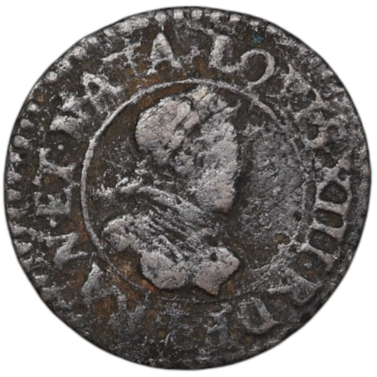 Louis XIII (1610-1643) Denier Tournois 1615 X Amiens 1.28 gr