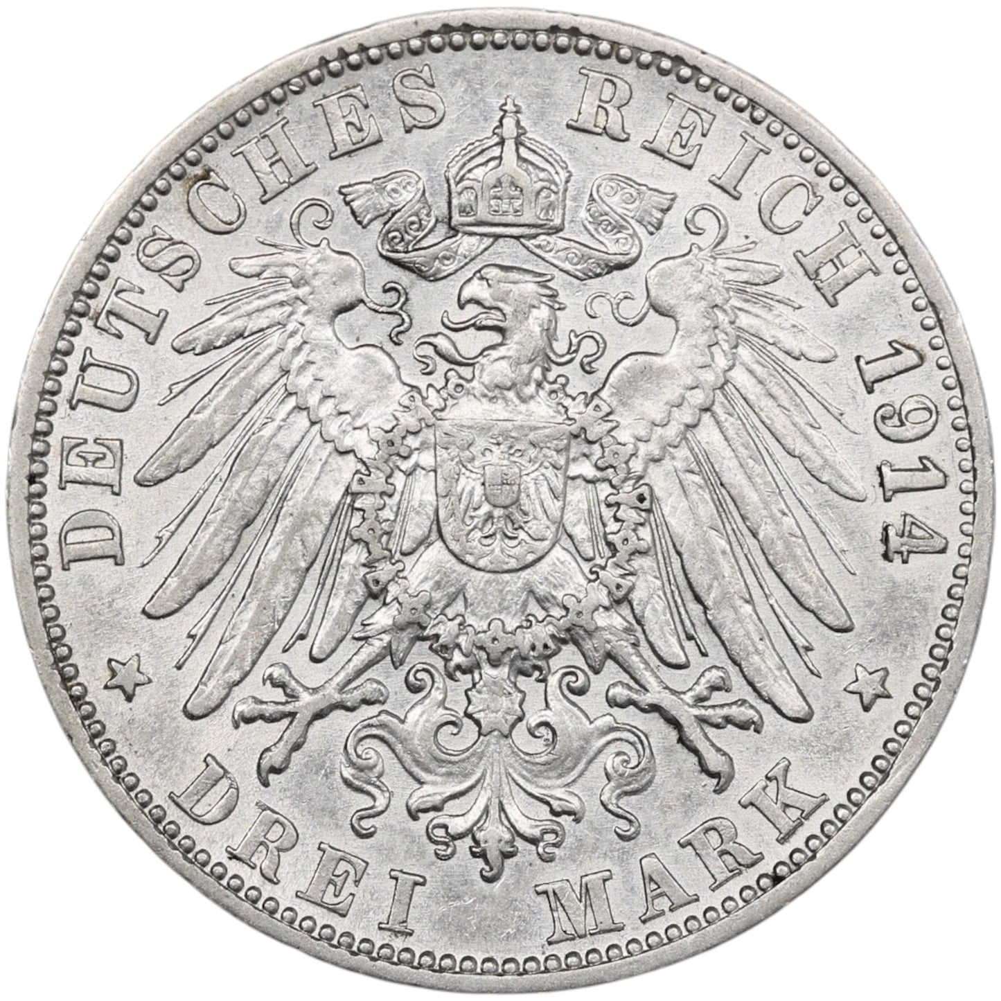 Allemagne Baden Friedrich II 3 Mark 1914 G Karlsruhe Argent 16.65 gr