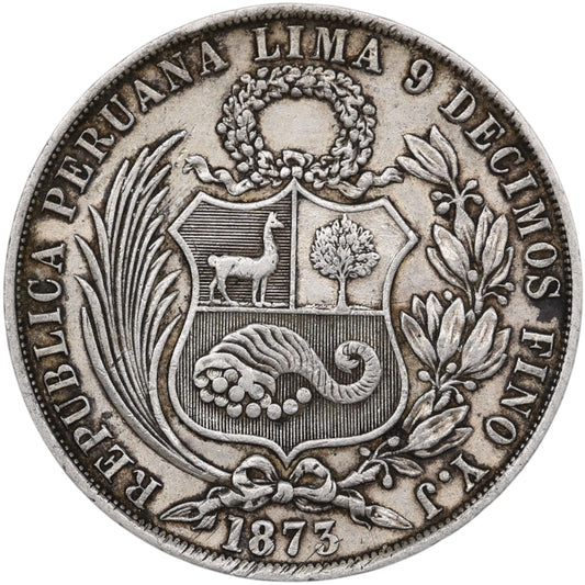 Pérou Un Sol 1873 Argent 24.98 gr