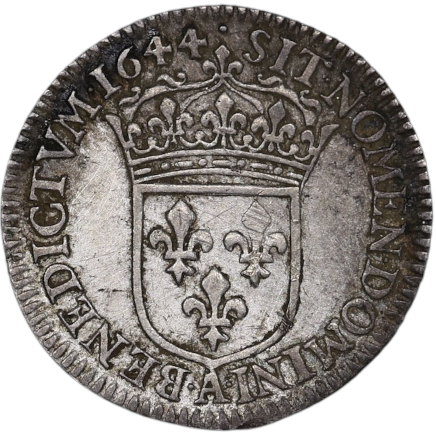 Louis XIV (1643-1715) Douzième d'écu à la mèche courte 1644 A Paris Argent 2.26 gr