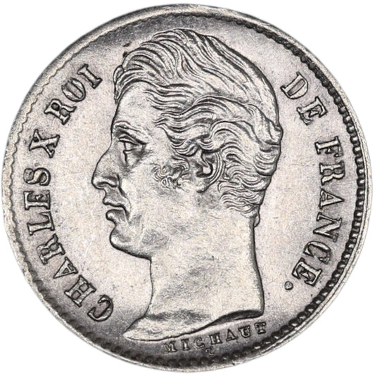 Charles X (1824-1830) 1/4 Quart de franc 1830 A Paris Tranche lisse Argent 1.24 gr