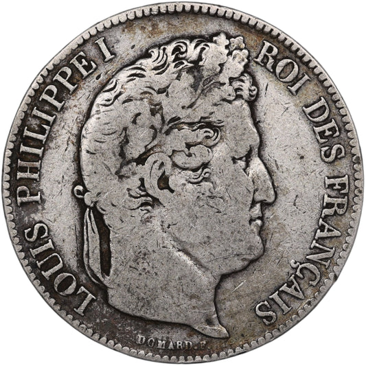 Louis-Philippe Ier (1830-1848) 5 Francs Argent 1833 T Nantes Domard 2ème type 24.42gr