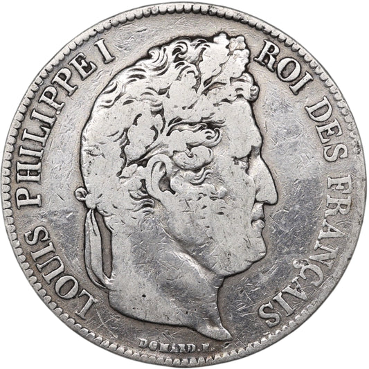 Louis-Philippe Ier (1830-1848) 5 Francs Argent 1837 B Rouen Domard 2ème type 24.51 gr
