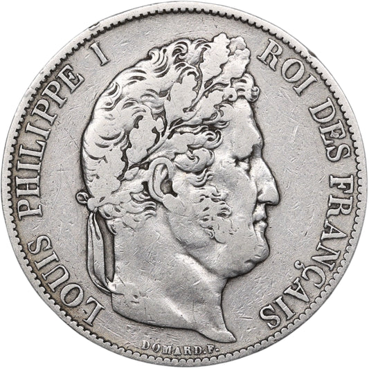 Louis-Philippe Ier (1830-1848) 5 Francs Argent 1848 A Paris Domard 3ème type 24.58 gr