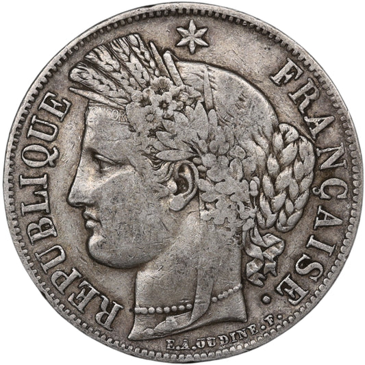 Seconde République (1848-1852) 5 Francs Argent 1849 A Paris Cérès 24.75 gr