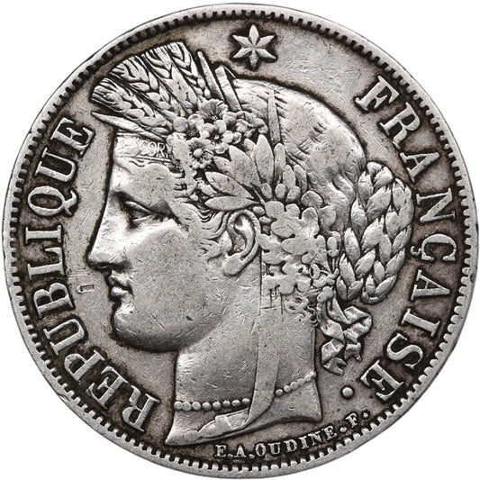 Seconde République (1848-1852) 5 Francs Argent 1851 A Paris Cérès 24.69 gr