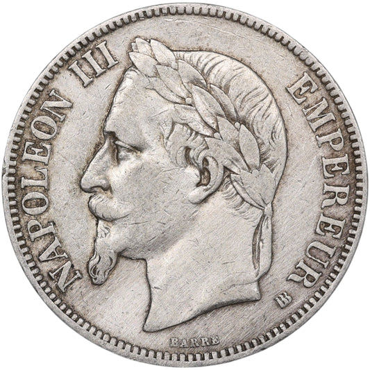Napoléon III (1852-1870) 5 Francs Argent 1867 BB Strasbourg 24.82 gr