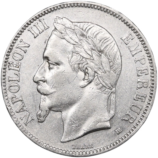 Napoléon III (1852-1870) 5 Francs Argent 1868 BB Strasbourg 25.00 gr