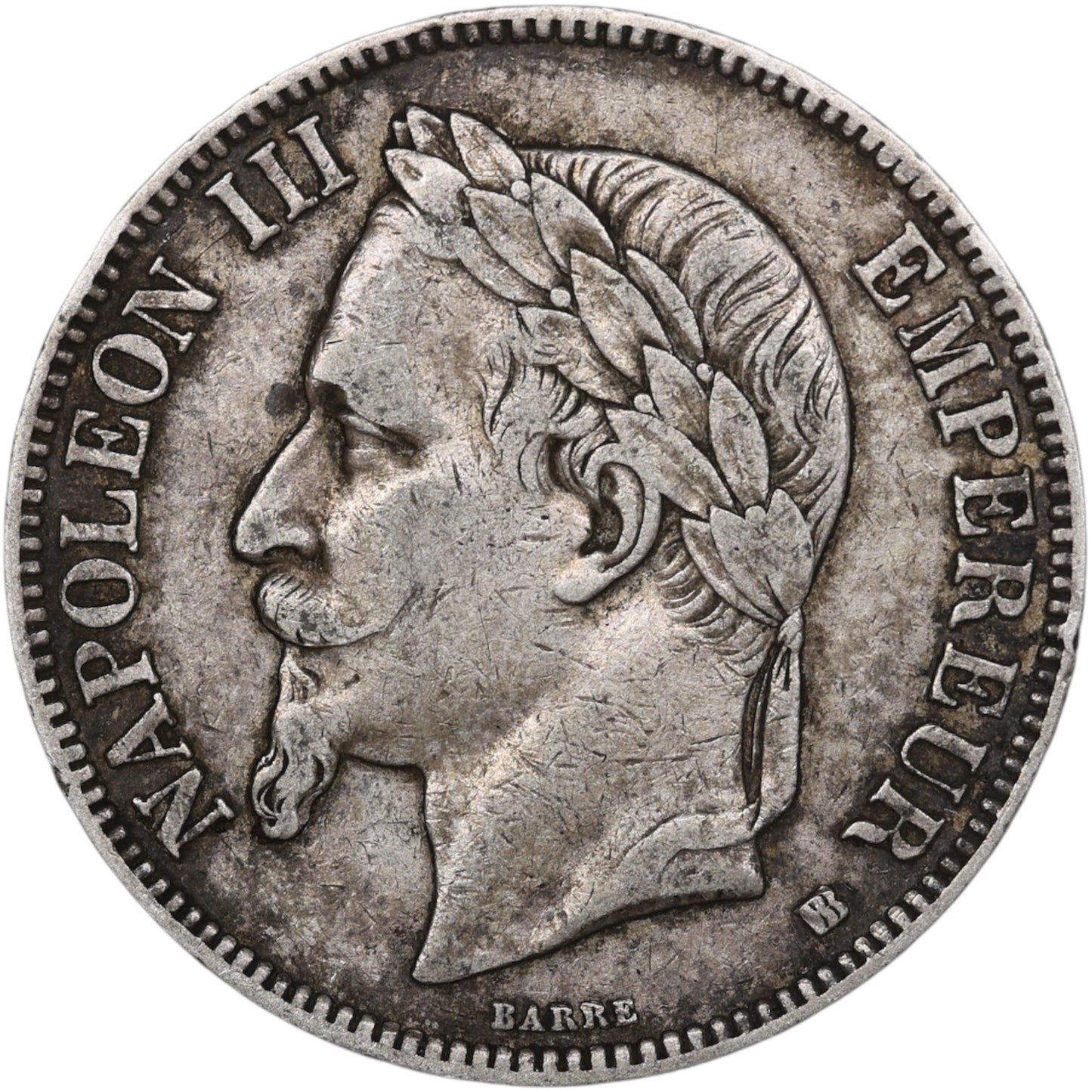 Napoléon III (1852-1870) 5 Francs Argent 1868 BB Strasbourg 24.89 gr