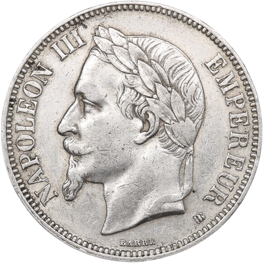 Napoléon III (1852-1870) 5 Francs Argent 1868 BB Strasbourg 24.90 gr