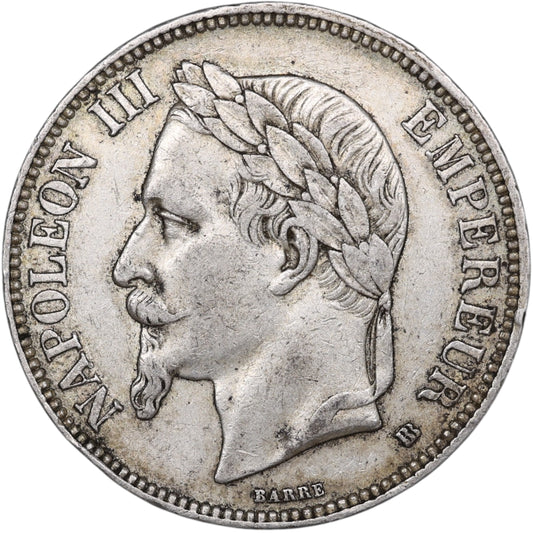 Napoléon III (1852-1870) 5 Francs Argent 1870 BB Strasbourg 24.92 gr