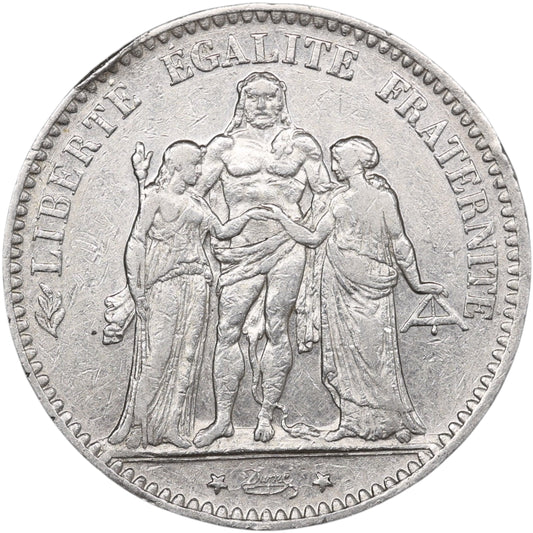 Troisième République (1871-1840) 5 Francs Argent 1877 K Bordeaux Hercule 25.00 gr