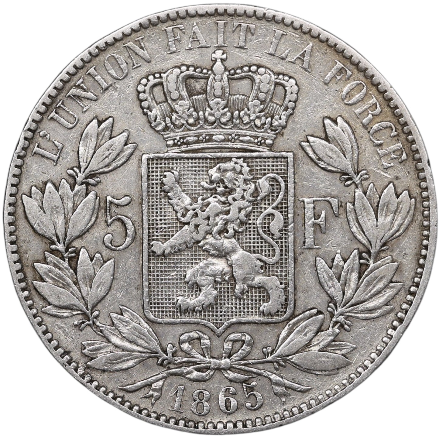 Belgique Léopold Ier (1831-1865) 5 Francs Argent 1865 24.83 gr