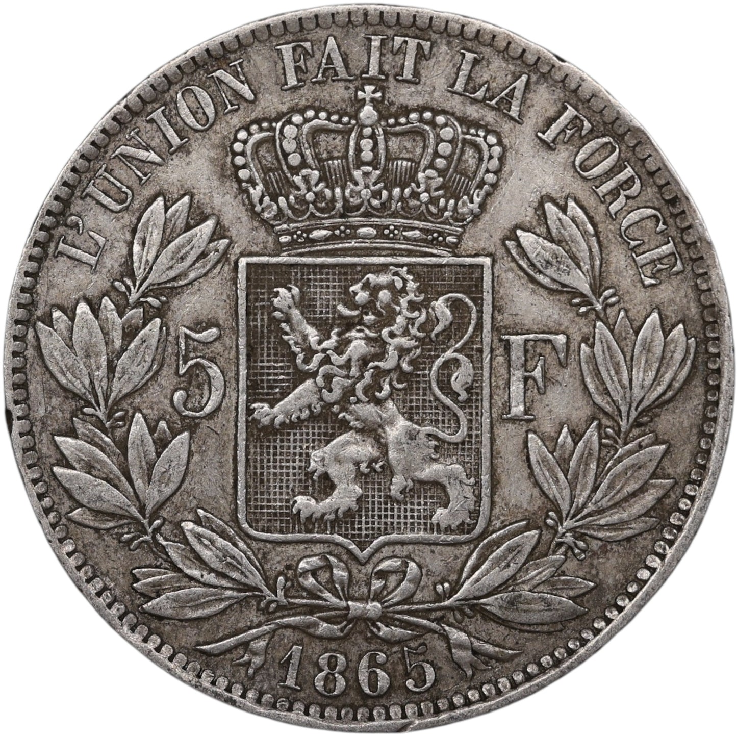 Belgique Léopold Ier (1831-1865) 5 Francs Argent 1865 24.96 gr