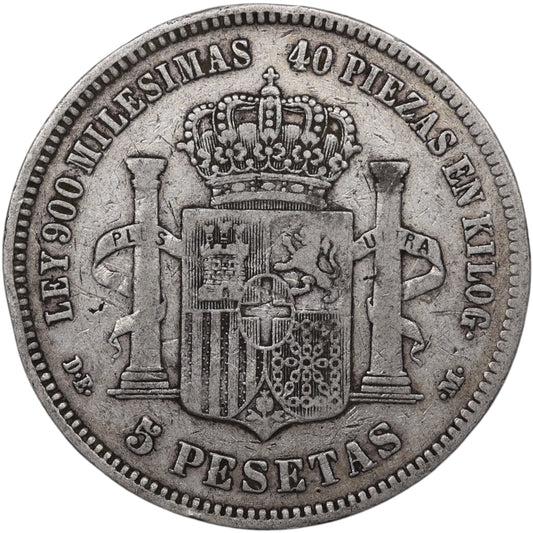 Espagne Amédée Ier (1871-1873) 5 Pesetas Argent 1871 24.58 gr