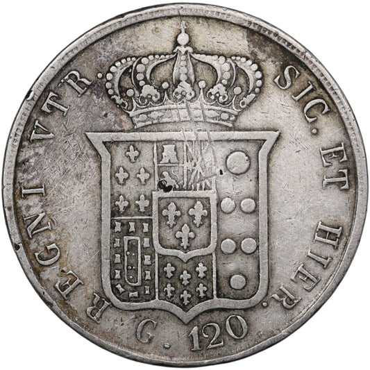 Italie Royaume des Deux Siciles Ferdinand II (1830-1859) 120 Grana Argent 1857 27.23 gr
