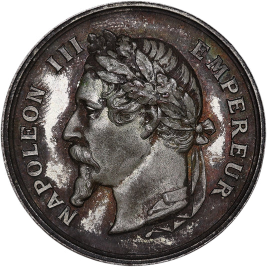 Jeton Exposition Universelle 1867 Concurrent des régates internationales Napoléon III Argent 16.79 gr 37 mm