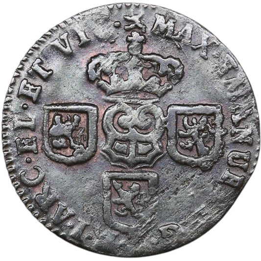 Países Bajos Españoles 1 liard 1712 Namur Maximiliano II Manuel de Baviera 3,03 gr