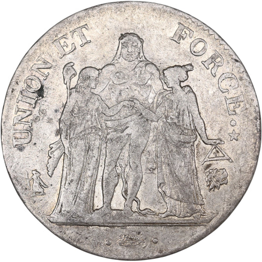 Union et Force 5 Francs AN 9 L Bayona 24,77 gr