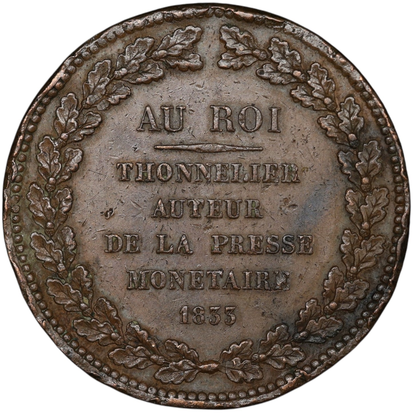 Louis-Philippe Ier (1830-1848) Médaille Essai module 5 francs Thonnelier Presse Monétaire 1833 21.24 gr