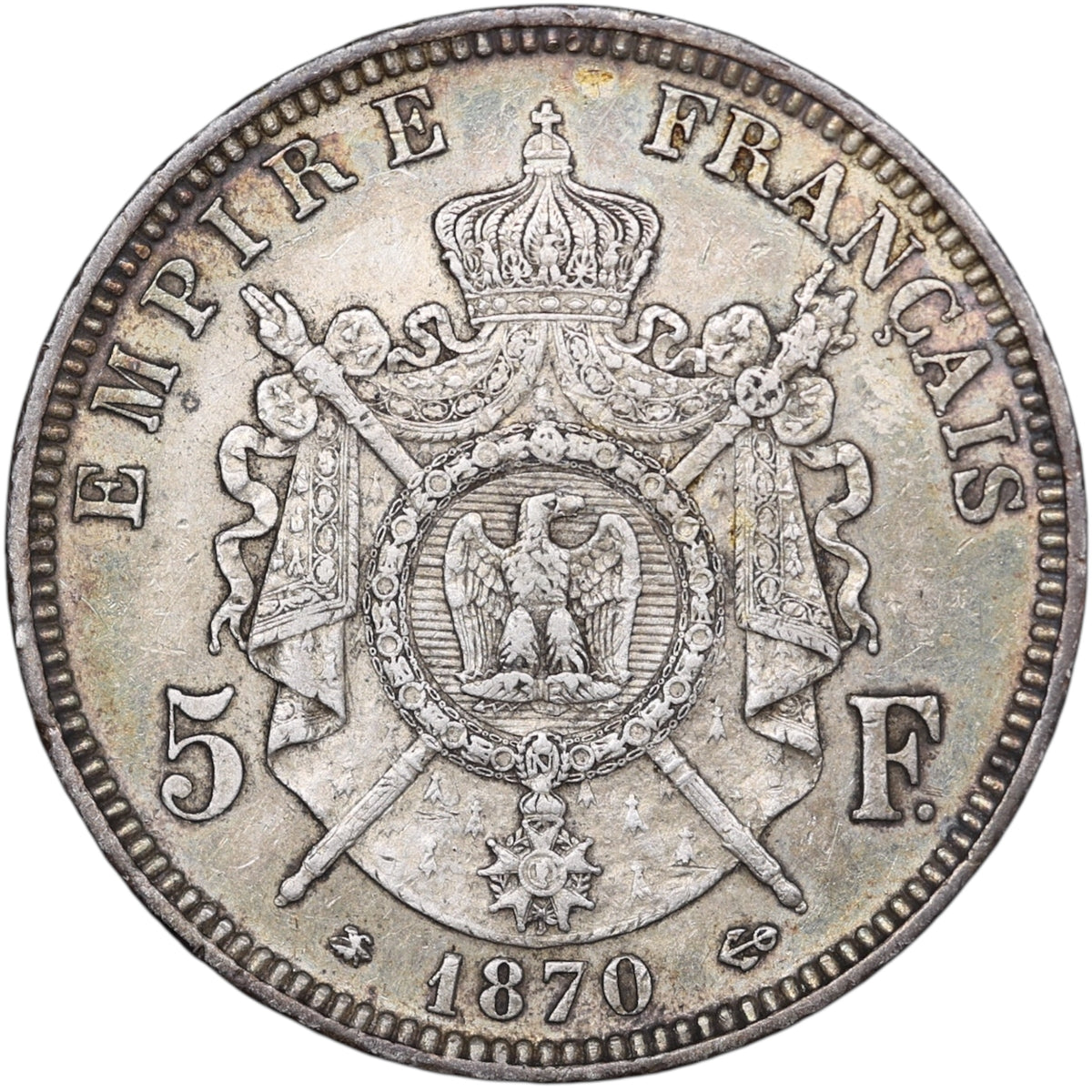 Napoléon III (1852-1870) 5 Francs 1870 A Paris Argent 24.99 Gr