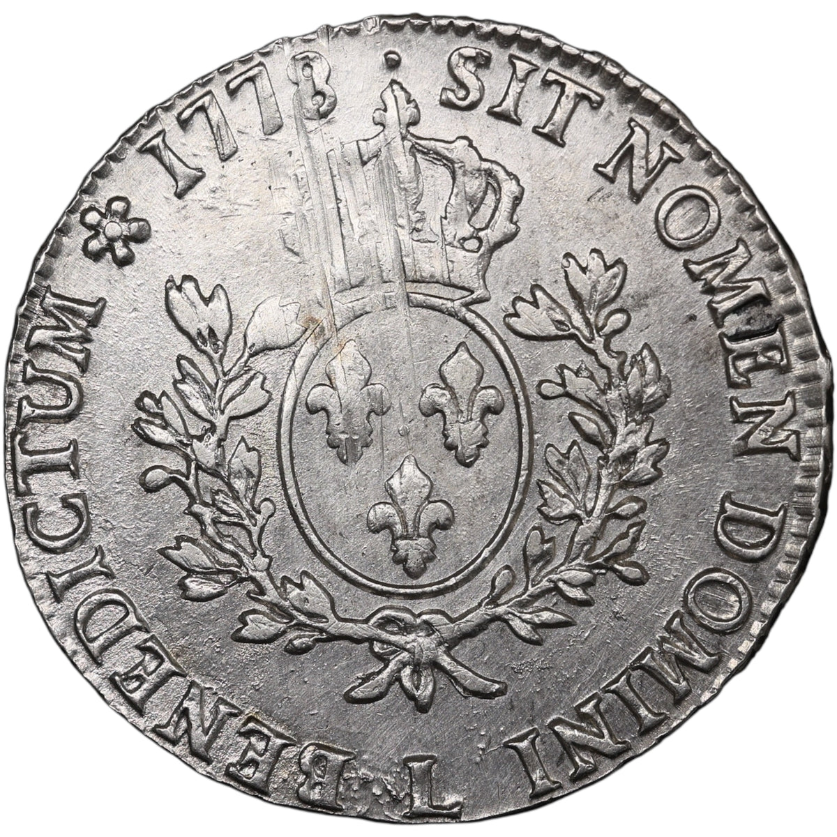 Louis XVI (1774-1792) Écu aux branches d'olivier 1778 L Bayonne Argent 29.26 gr