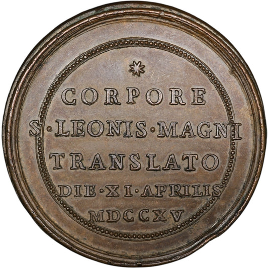 Medalla Vaticano y Estados Pontificios Clemente XI (1700-1721) Translazione delle Spoglie di San Leone Magno 1715 44 mm 31,15 gr