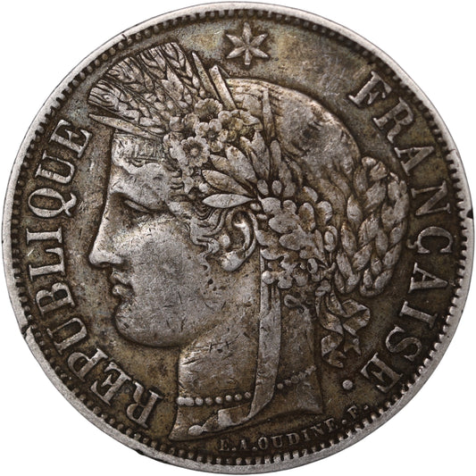 Troisième République (1871-1840) 5 Francs Argent 1870 A Paris Cérès avec légende 24.78 gr