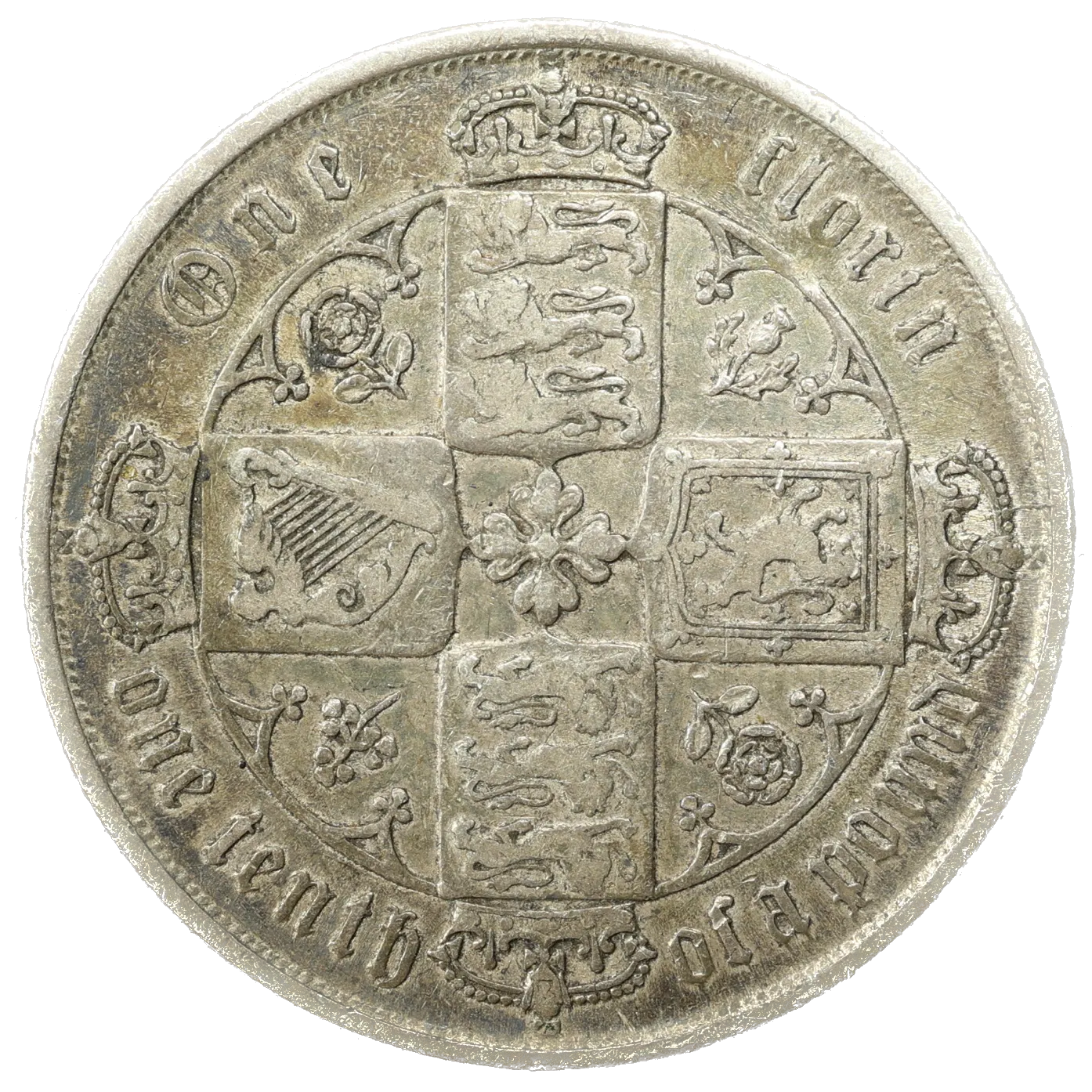 Royaume-Uni Victoria (1837-1901) Florin gothique (1848-87) coin N° 63, 1872 Londres 11,17 gr