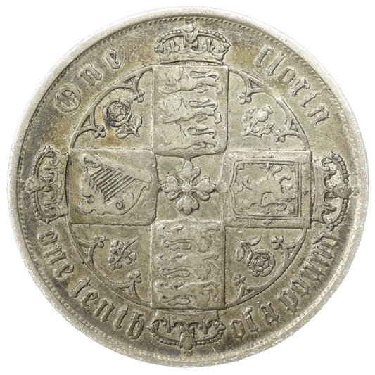 Royaume-Uni Victoria (1837-1901) Florin gothique (1848-87) coin N° 63, 1872 Londres 11,17 gr