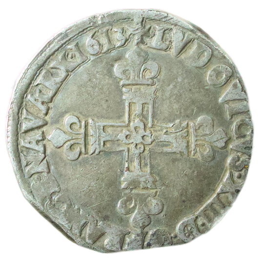 Louis XIII (1610-1643) Quart d'écu à la croix fleurdelisée 1613 L - étoile dans le D - Bayonne Ag 9.42 gr