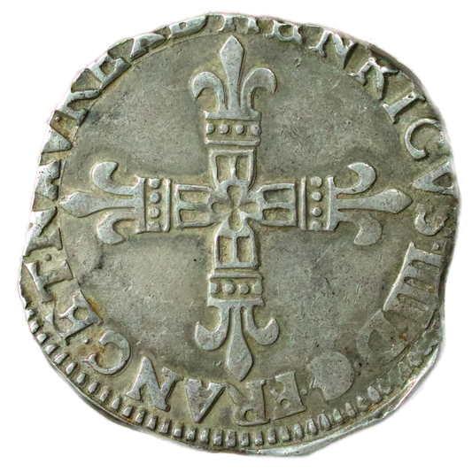 Henri IV (1589-1610) Quart d'écu du Béarn 1609 Morlaàs Ag 9.41 gr Frappe au marteau