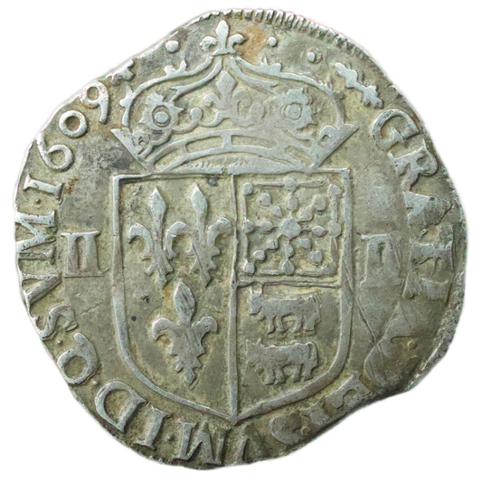 France Henri IV (1589-1610) Quart d'écu du Béarn 1609 Morlaàs Argent 9.41 gr