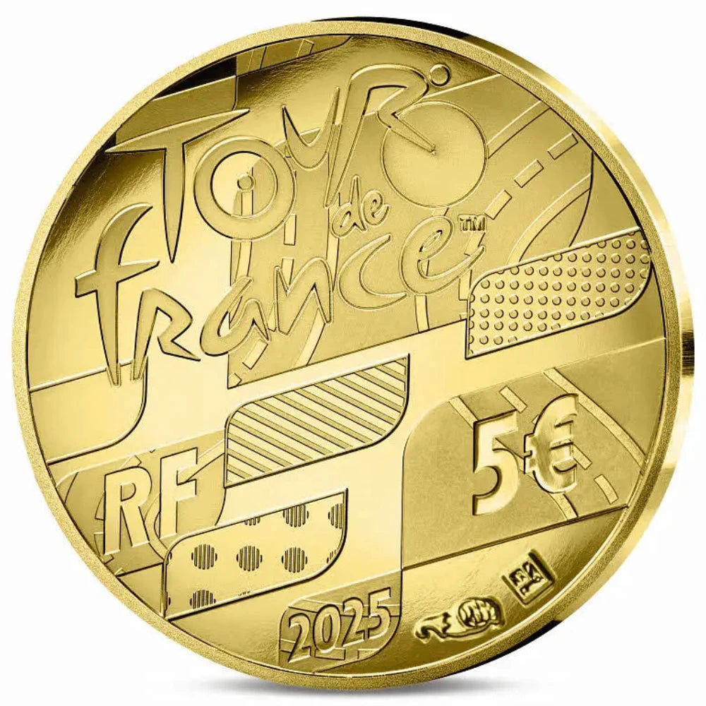 Monnaie de Paris 5 Euros Or 2025 BE Tour de France Carte étape 0,5 gr Dans son coffret