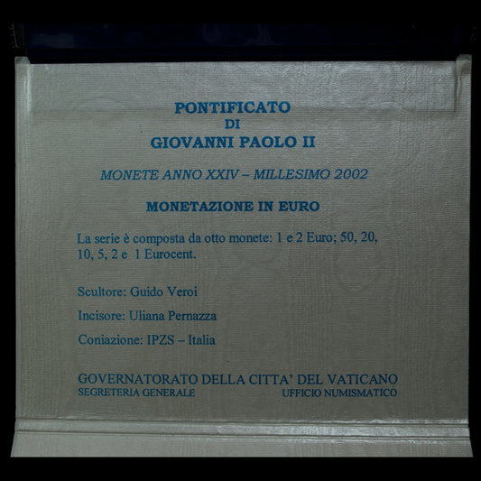 Vatican BU Euros Citta' Del Vaticano Anno XXIV - 2002 - Jean Paul II - Série Officiel