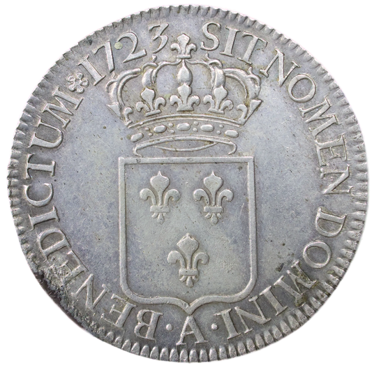 Louis XV (1715-1774) Ecu de France 1723 A Paris Ag 24.41 gr Flan Neuf