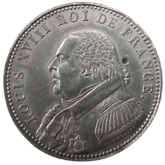 Louis XVIII (1814-1824) Pièce de cinq (5) Francs 1815 A Concours de Jacques Étain 25.94 gr