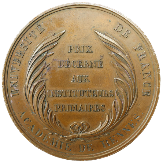 Médaille Louis Philippe I (1830-1848) Université de France - RENNES 1845 Bronze 72.95 gr - 51 mm