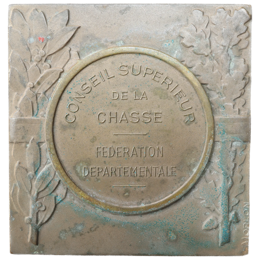 Médaille Conseil supérieur de La Chasse Diane nue et debout avec un lévrier Par Clemencin / Morlon bronze 80 gr