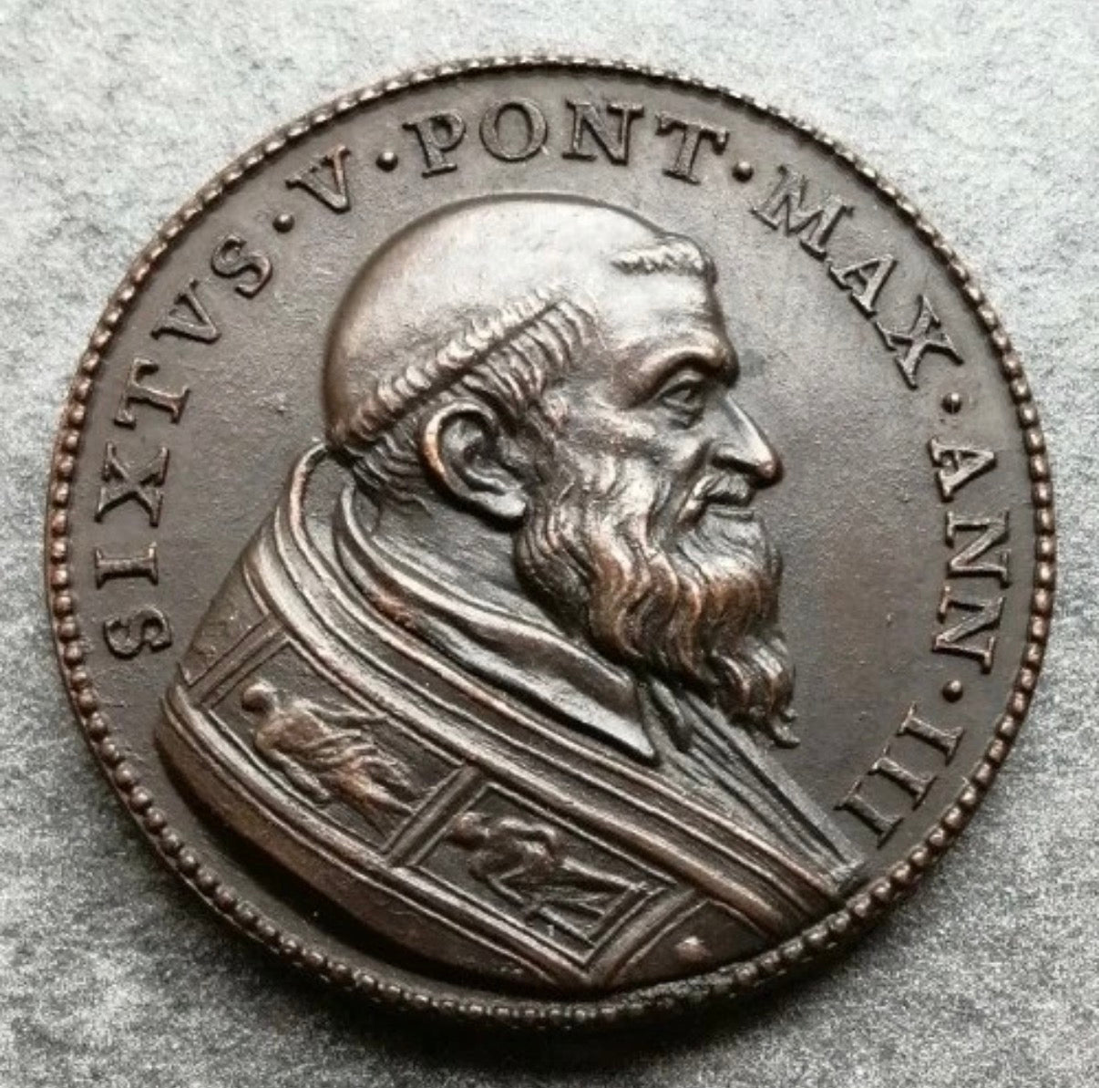 Medaglia Vaticano Sisto V 1587 Nuovo Asseto Viario Di Roma 34mm 17.79gr