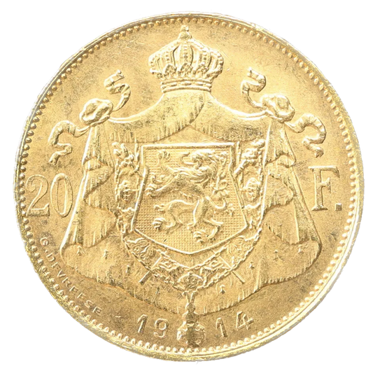 Belgique Albert I (1909-1934) 20 Francs or 1914 Légende en Néerlandais 6,45 gr