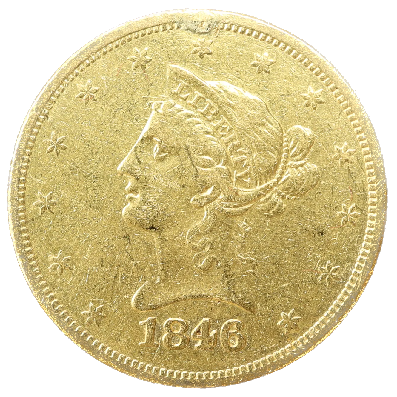 USA TEN Dollars 10$ Coronet Liberty Head (1838-1907) 10 Dollars Or 1846 O New Orléans 16,47 gr